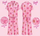 Pinkmas Gingerbread & Bow Satin Pajama Set | IBUYTERO