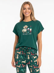 Dachshund Wine I Do What I Want Cozy Knit Pajama Set for Women
