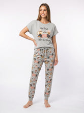 But First Coffee & Dogs Dachshund Print Soft Knit Pajama Set for Women