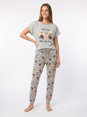 But First Coffee & Dogs Dachshund Print Soft Knit Pajama Set for Women