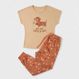 But First Coffee & Dogs Dachshund Knit Pajama Set for Women