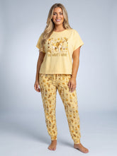 Golden Retriever Wine Print Soft Knit Pajama Set for Women