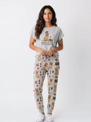Teacher Off Duty Golden Retriever Cozy Knit Pajama Set for Women