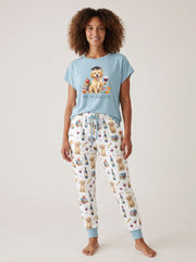 Back to Class & Glass Golden Retriever Knit Pajama Set for Women