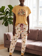 Scholarly French Bulldog Knit Pajama Set for Teachers & Dog Moms
