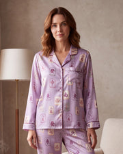Lavender Mahjong Tile Pajama Set for Women