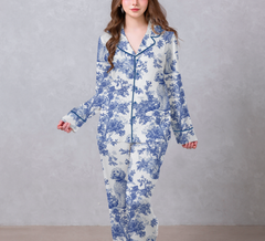 Love Poodle Tuile De Jouy Satin Pajama Set