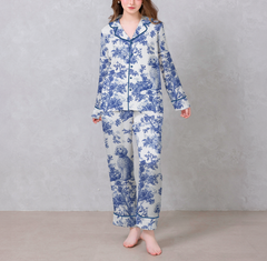 Love Poodle Tuile De Jouy Satin Pajama Set