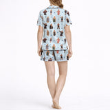 satin pajama set women music design back view