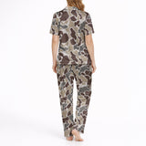 satin pajama set camouflage detail texture
