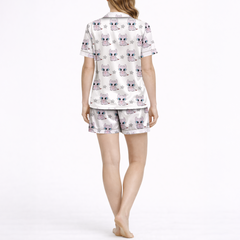 Dragon Cute White Silky Satin Pajama Set for Women