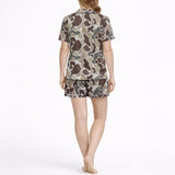 camo satin pajama set women back view