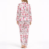 Sweet Dreams: Women's Classic Button Down Pajama Set - Long with Gnome Print