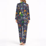 Tropical Rhythm Dreams: Women's Classic Button Down Pajama Set - Long Knit