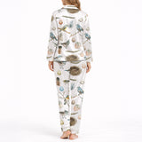 Women's Classic Button Down Pajama Set - Long KNIT - Birdsong Dreams Print