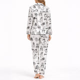 Women's Classic Button Down Pajama Set - Long | Bridal Bliss Doodles