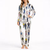 Retro Style Squad Women's Classic Button Down Pajama Set - Long