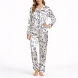 Women's Classic Button Down Pajama Set - Long KNIT - Future Mrs. Bridal Print