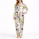 Borinquen Comfort: Women's Classic Button Down Pajama Set - Long