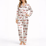 Women's Classic Button Down Pajama Set - Long: Dachshund Delight