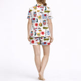 Women's Pajama Set - Short Sleeve Button Down Top | Puerto Rico Print