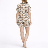 Women's Classic Button Down Pajama Set - Short | Coffee & Chapters Knit Sleepwear