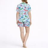 Women's Classic Button Down Pajama Set - Short: Whimsical Eastern Charm