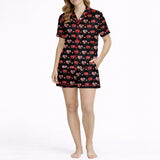 Women's Pajama Set - Short Sleeve Button Down Top: Heartfelt Faces Custom PJs