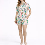 Global City Dreams Women's Short Sleeve Button Down Pajama Set