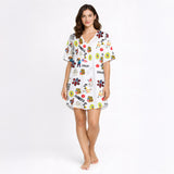 Borinquen Comfort: Women's Nightgown - V-Neck Short Sleeve