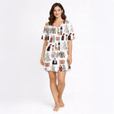 Women's Nightgown - V-Neck Short Sleeve: Regency Romance Knit Sleep Dress