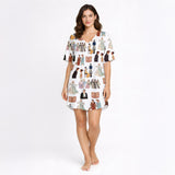 Women's Nightgown - V-Neck Short Sleeve: Regency Romance Knit Sleep Dress