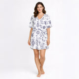 Bridal Bliss Dreams: Women's Nightgown - V-Neck Short Sleeve