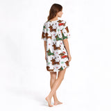 Women's Nightgown - V-Neck Short Sleeve - Dachshund Holiday Dreams