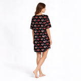 Women's Nightgown - V-Neck Short Sleeve: Heartfelt Faces Custom Comfort
