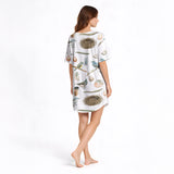Women's Nightgown - V-Neck Short Sleeve KNIT - Birdsong Dreams Print