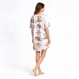 Effortless Western Elegance: Women's Nightgown - V-Neck Short Sleeve
