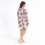 Women's Nightgown - V-Neck Short Sleeve Knit Pickle Print