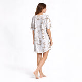 Comfy Dachshund Print Women's V-Neck Short Sleeve Nightgown