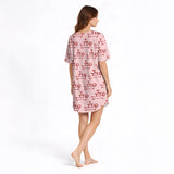 Paws & Pours Women's Nightgown - V-Neck Short Sleeve