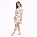 Women's V-Neck Short Sleeve Nightgown - Sporty Hearts Print