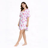 Graceful Gymnastics Print Women's V-Neck Short Sleeve Nightgown