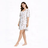 Comfy Dachshund Print Women's V-Neck Short Sleeve Nightgown