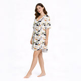Women's Nightgown - V-Neck Short Sleeve | Paws & Pours Collection