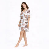 Women's Nightgown - V-Neck Short Sleeve Knit | Cowgirl Charm