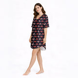 Women's Nightgown - V-Neck Short Sleeve: Heartfelt Faces Custom Comfort