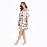 Women's V-Neck Short Sleeve Nightgown - Corgi Dog Print
