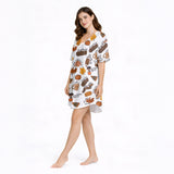Cozy Fall Nights Women's V-Neck Short Sleeve Knit Nightgown