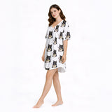 Women's Nightgown - V-Neck Short Sleeve | Ramen Cat Dreams