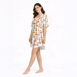 Comfy Golden Retriever Women's Nightgown - V-Neck Short Sleeve